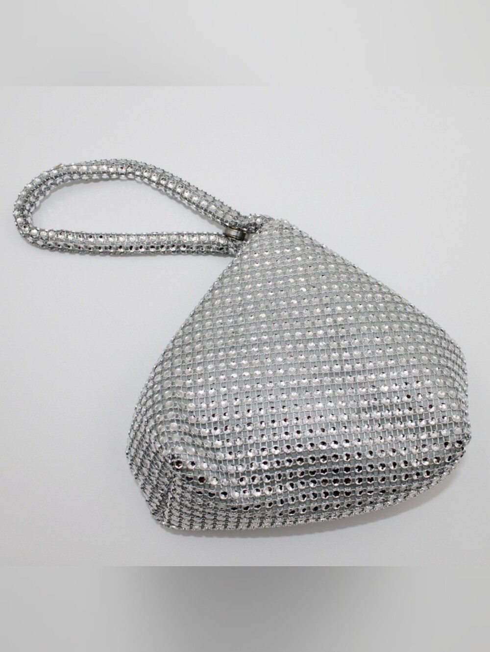 Silver Rhinestone Triangle Evening Clutch Wristlet – Wedding Prom